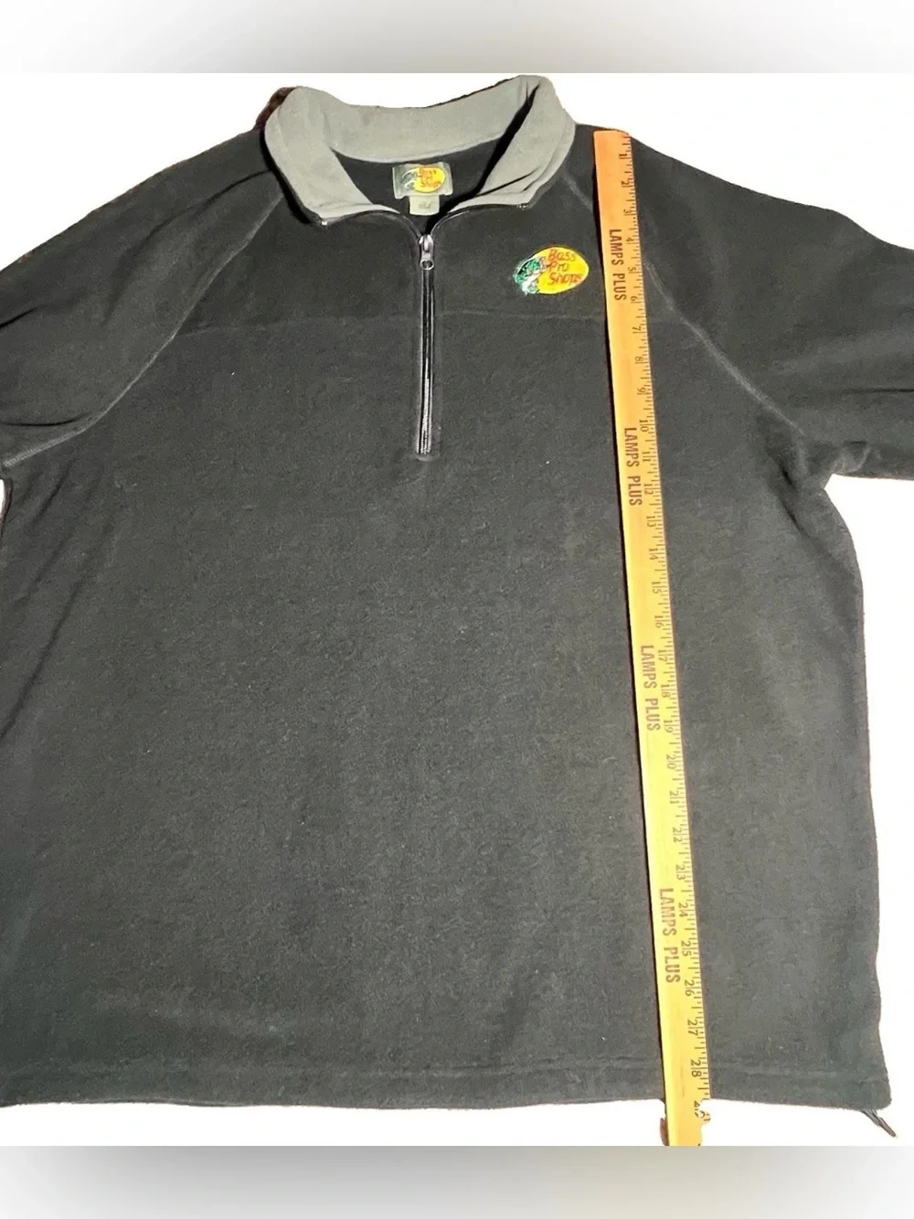 Bass Pro Shops Black Quarter-Zip Fleece with Gray Collar and Embroidered Logo